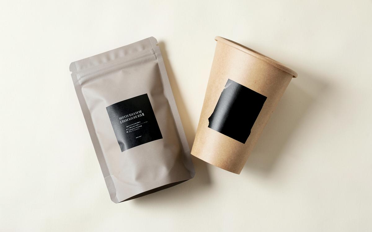 Concept unbranded coffee packaging on a neutral background