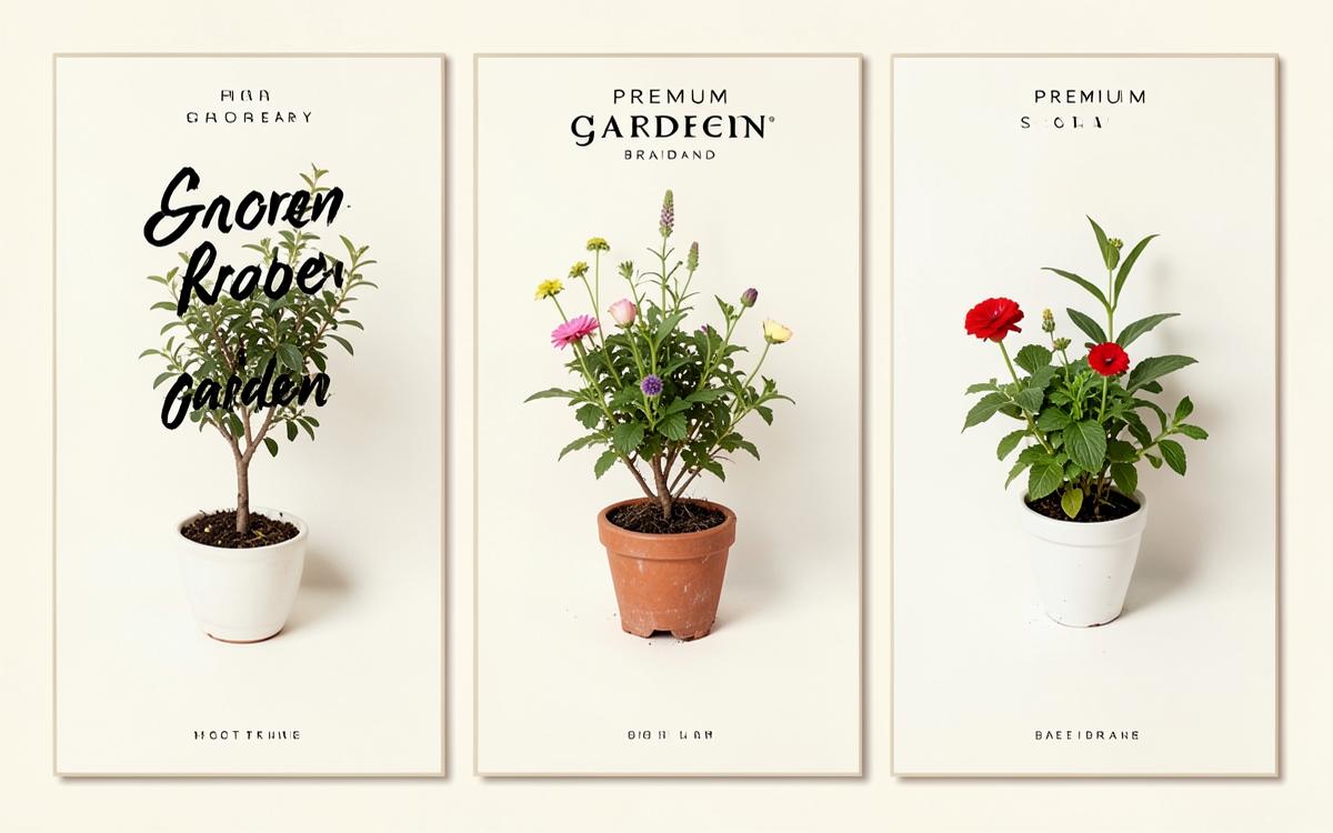 Concept paid social campaign frames for a fictional home and garden brand