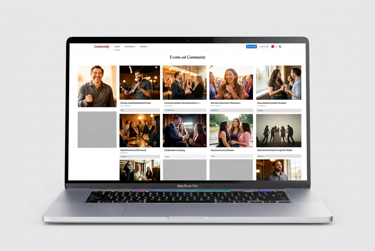 Concept website design for a fictional events and community platform