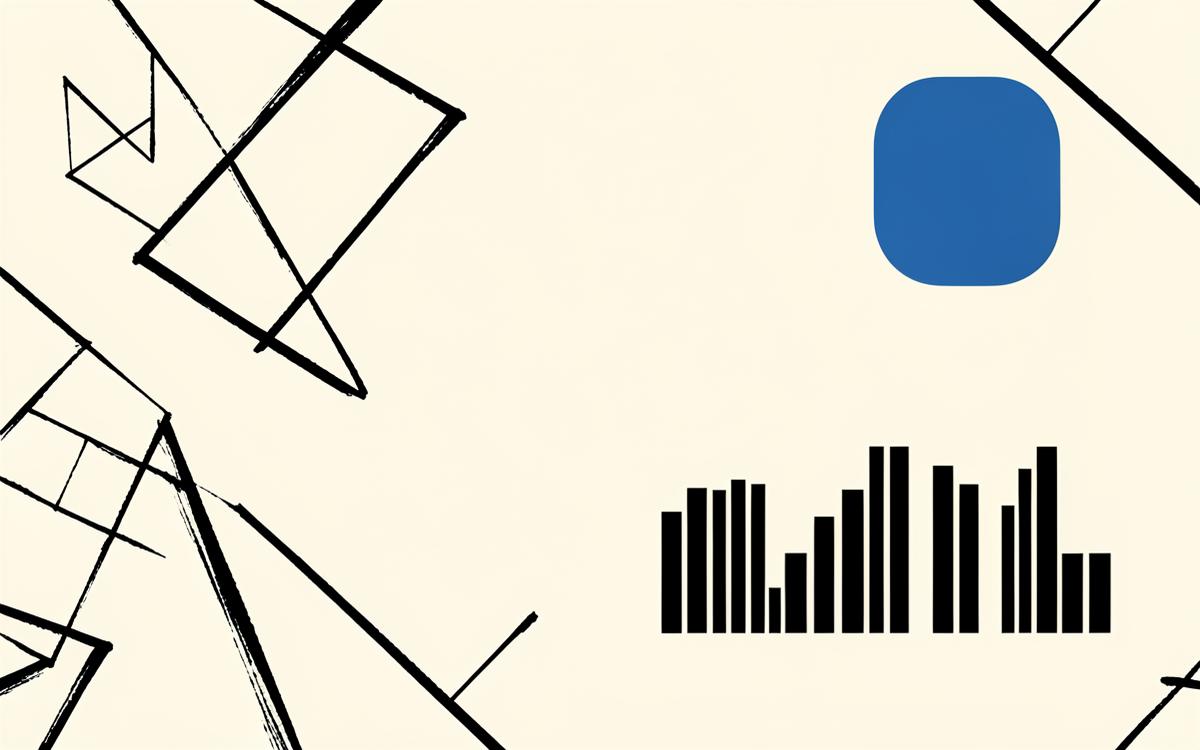 Concept brand identity direction board with geometric shapes and a blue accent
