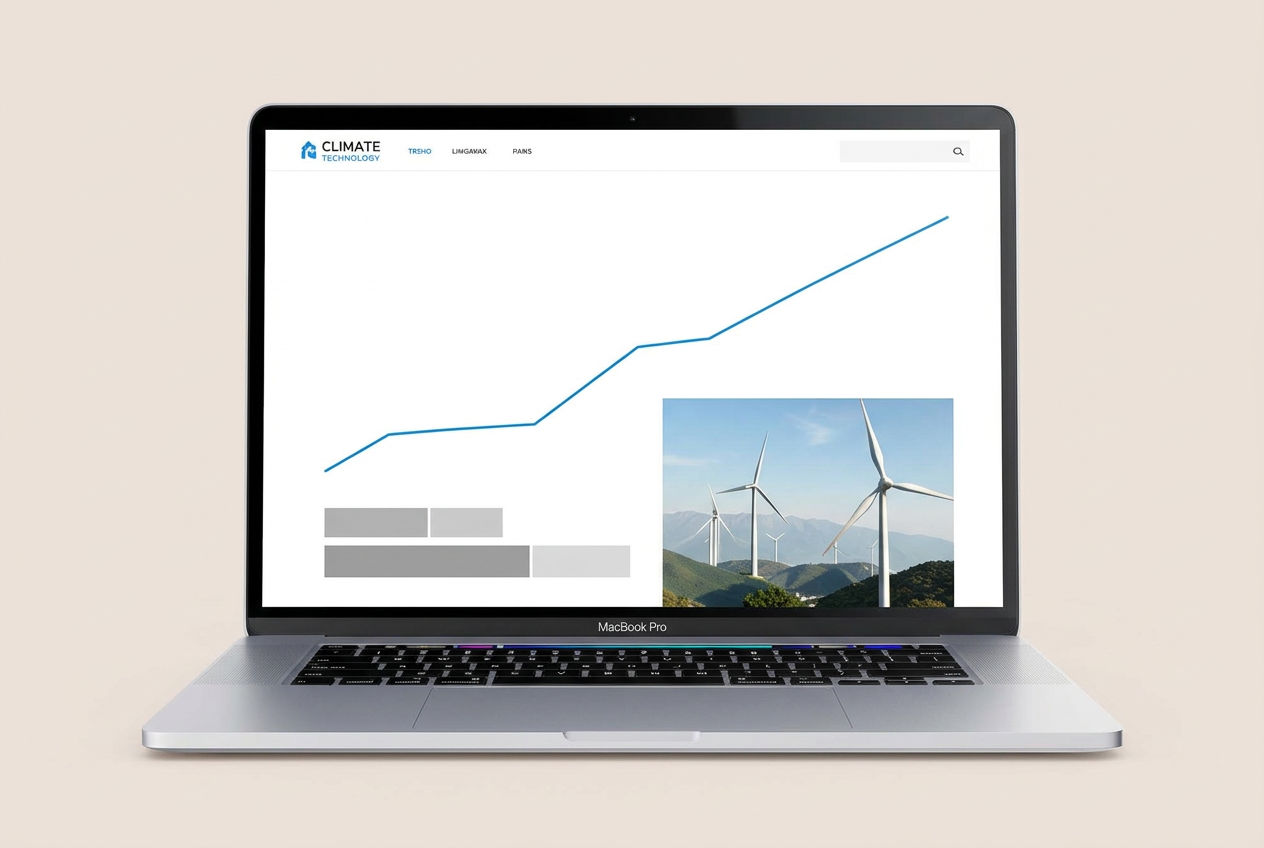 Concept website design for a fictional climate technology company