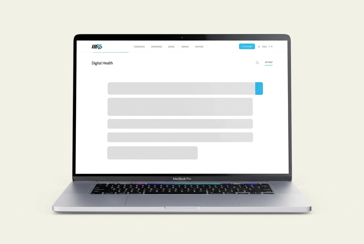 Concept product website design for a fictional digital health platform