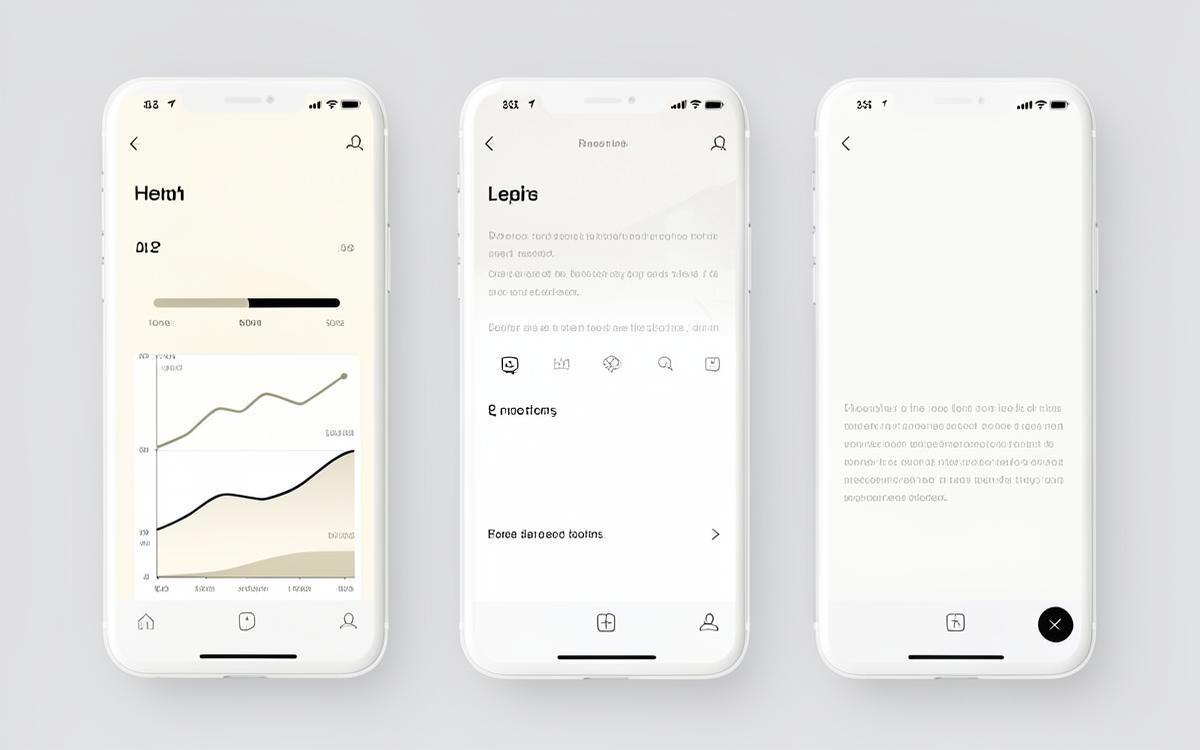 Concept mobile dashboard screens for a fictional digital health product