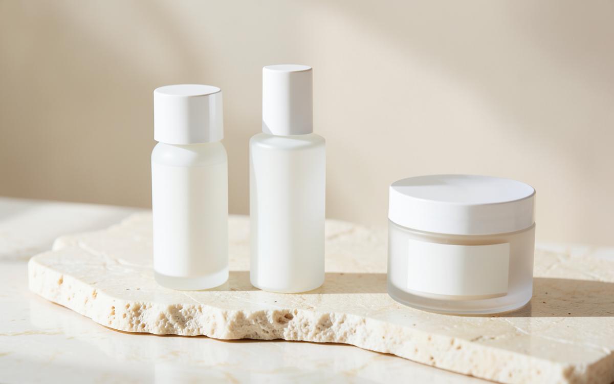 Concept unbranded skincare product still life on a neutral background