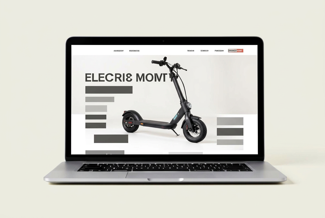 Concept website design for a fictional electric mobility startup